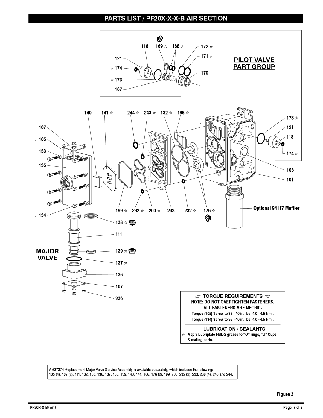 Ingersoll-Rand PF20R-X-B manual Pilot Valve, Part Group, Major 