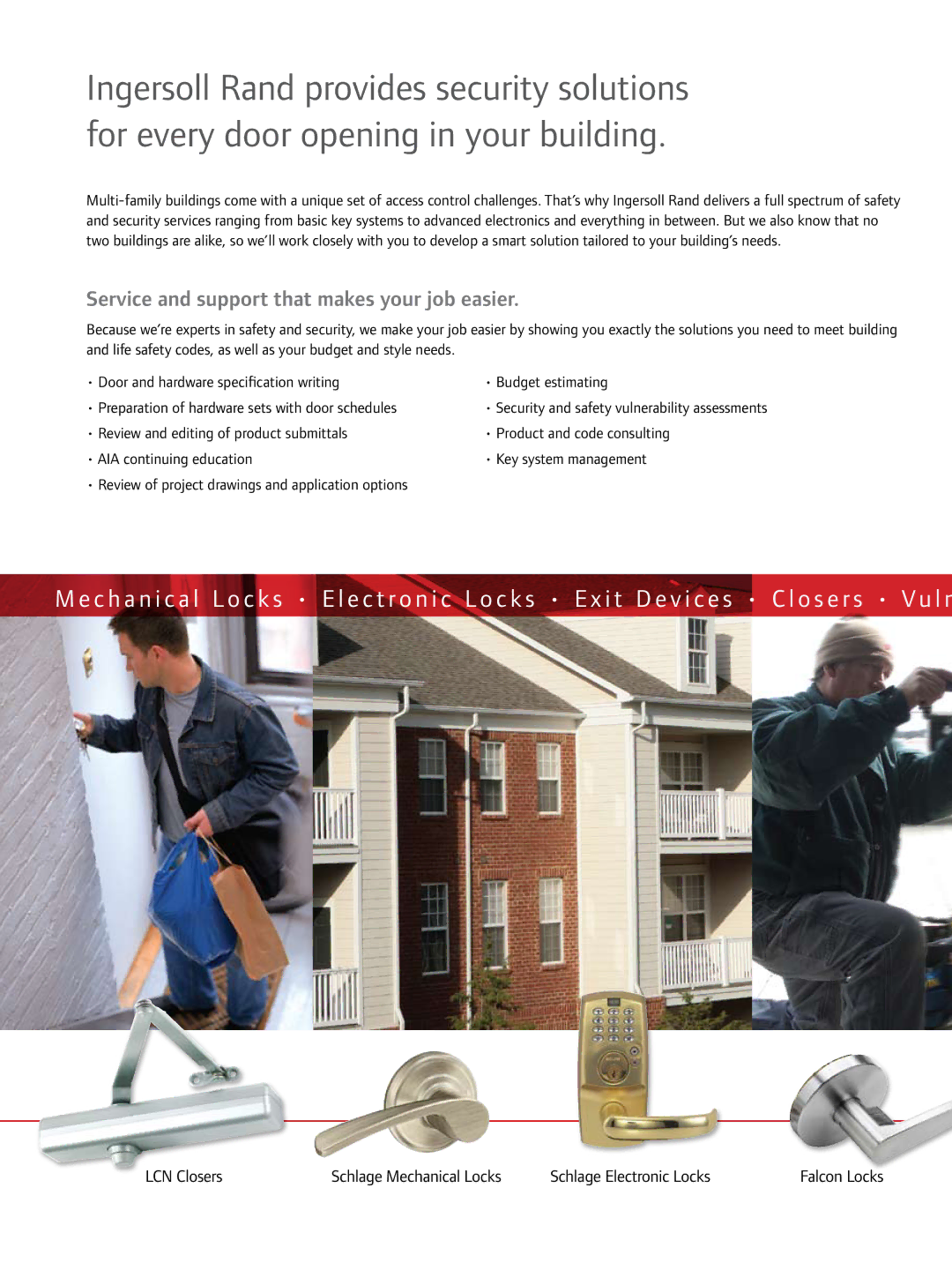 Ingersoll-Rand Residential Security manual Service and support that makes your job easier 