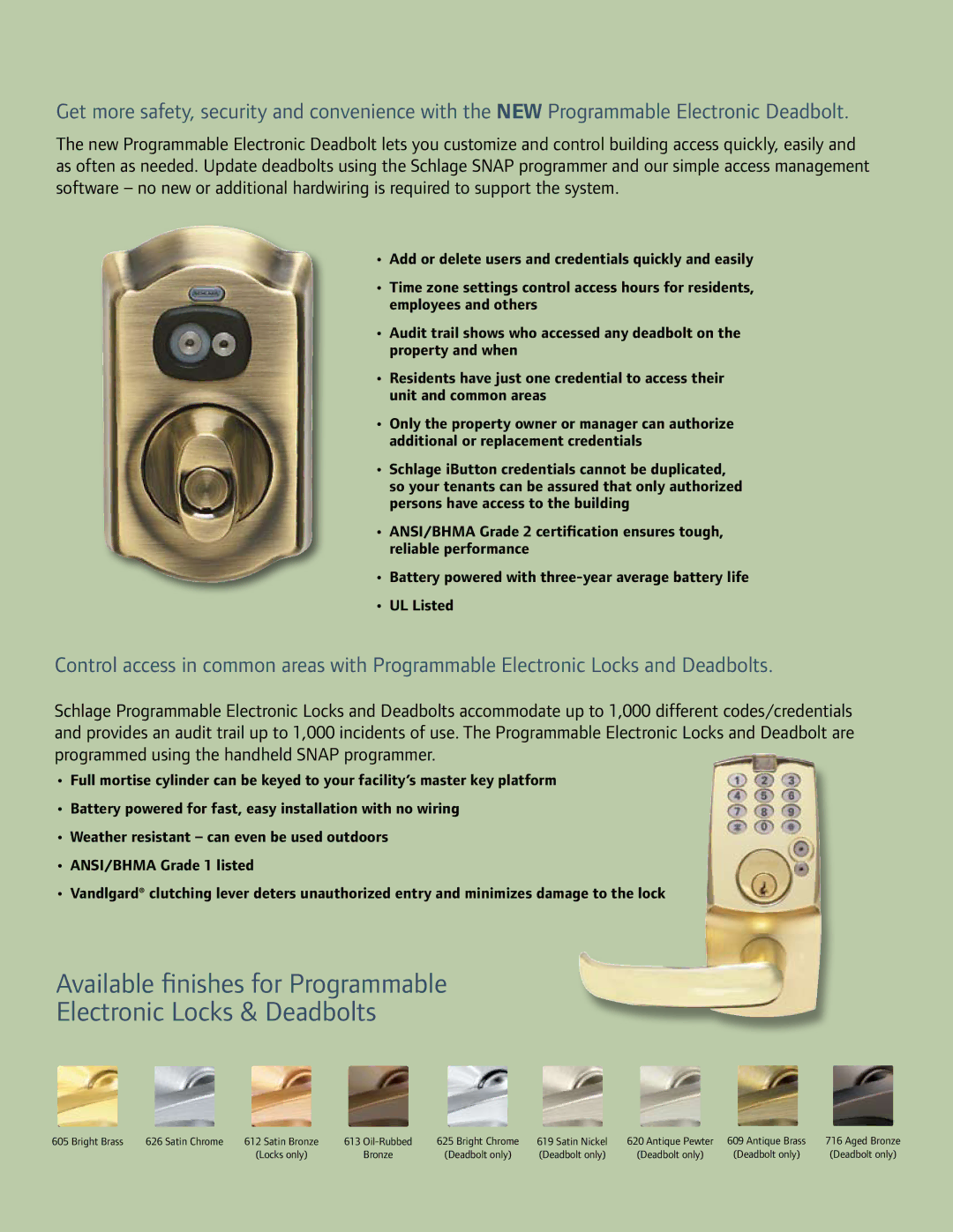 Ingersoll-Rand Schlage manual Bright Brass Satin Chrome 