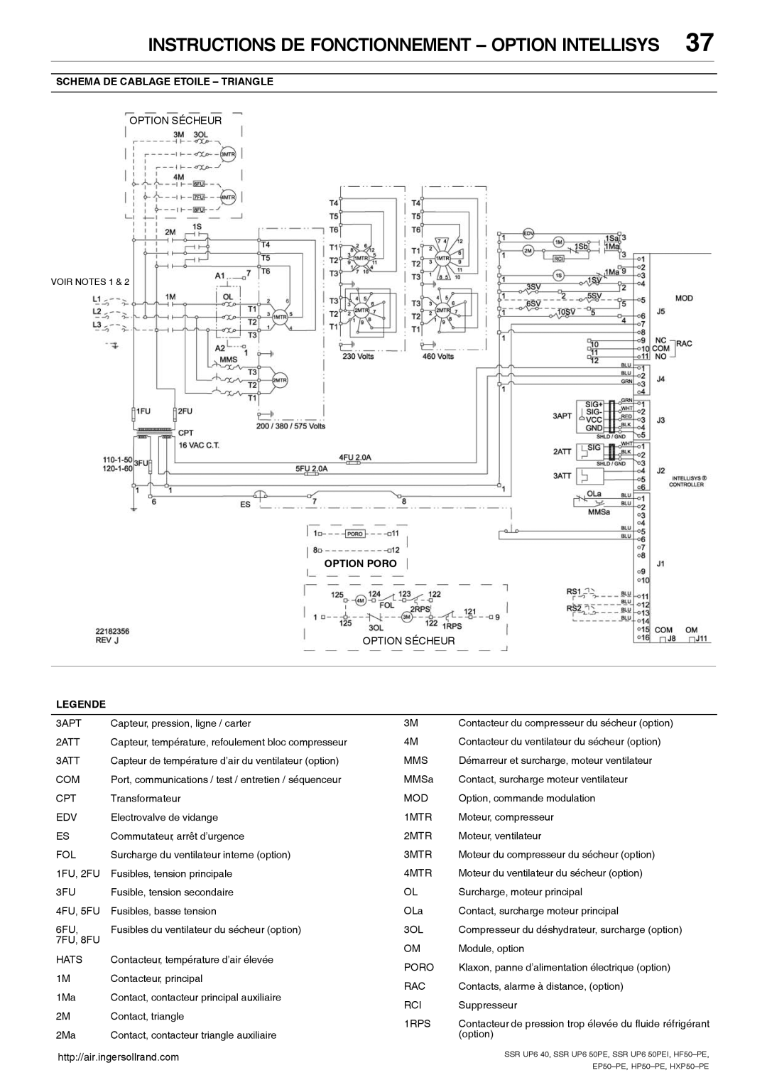 Ingersoll-Rand EP50-PE, SSR UP6 40, SSR UP6 50PEI HF50-PE, HXP50-PE manual Schema DE Cablage Etoile Triangle, Suppresseur 