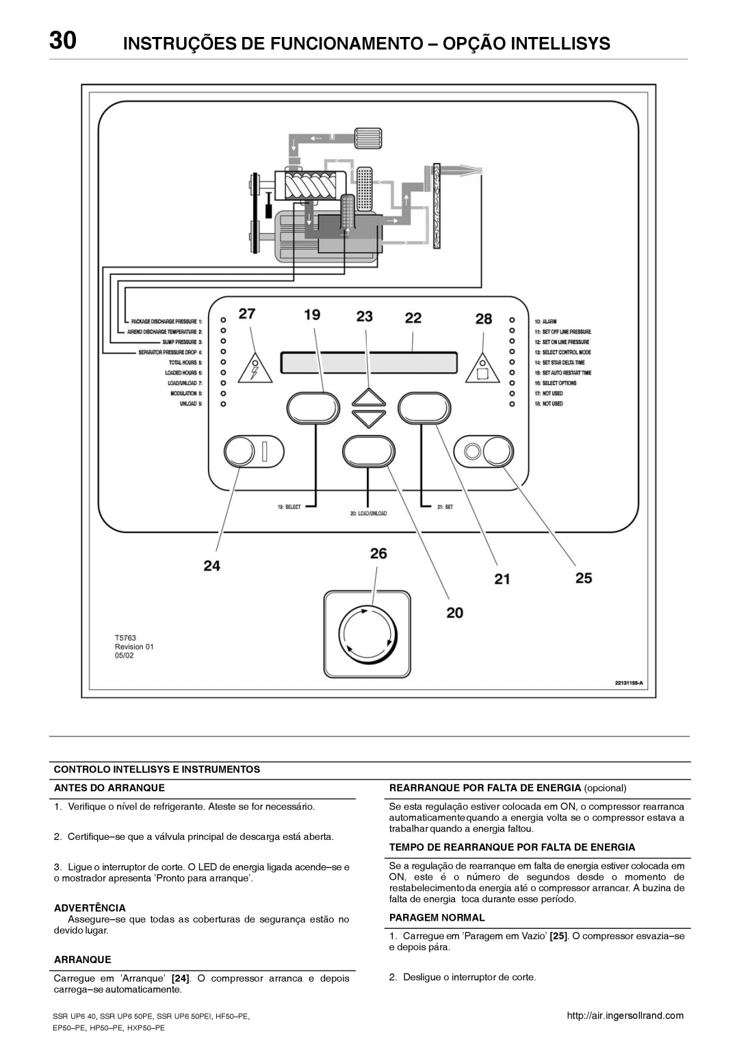 Ingersoll-Rand SSR UP6 40, EP50-PE Instruções DE Funcionamento Opção Intellisys, Rearranque POR Falta DE Energia opcional 