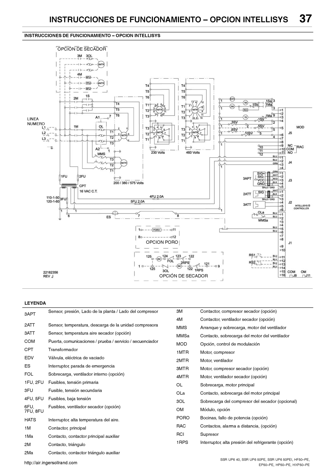 Ingersoll-Rand HP50-PE, SSR UP6 40, SSR UP6 50PEI HF50-PE, EP50-PE, HXP50-PE Bocinas, fallo de potencia opción, Supresor 