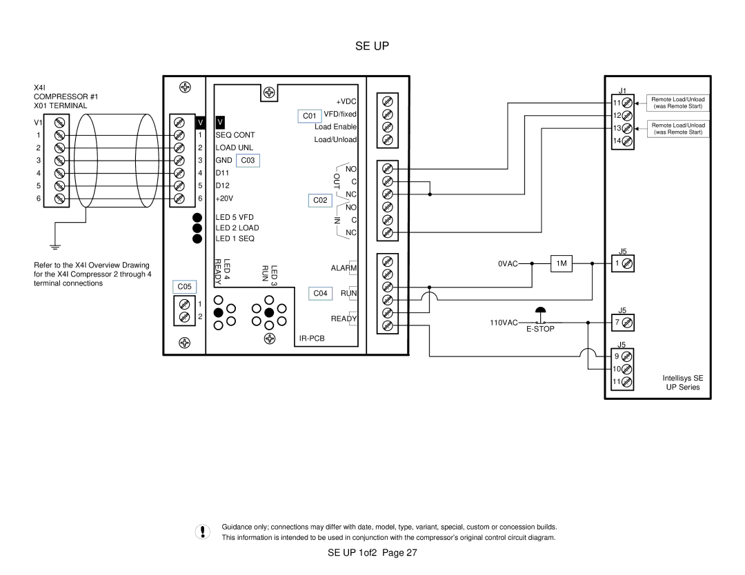 Ingersoll-Rand X41 technical manual SE UP 1of2, 0VAC 1M 110VAC, Intellisys SE UP Series 