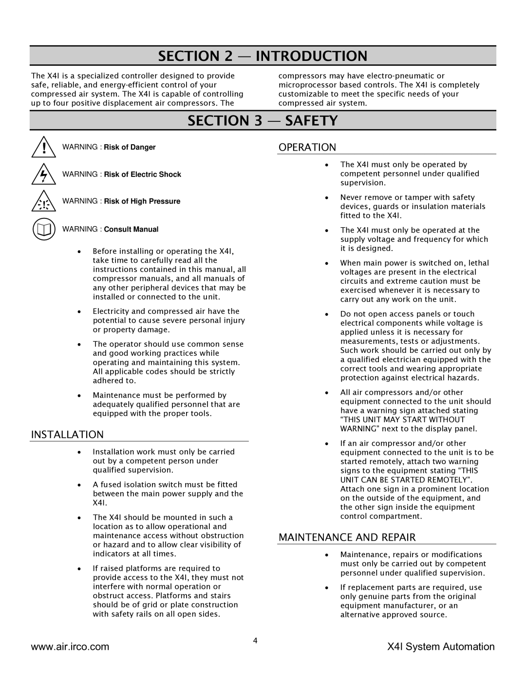 Ingersoll-Rand X41 technical manual Introduction 