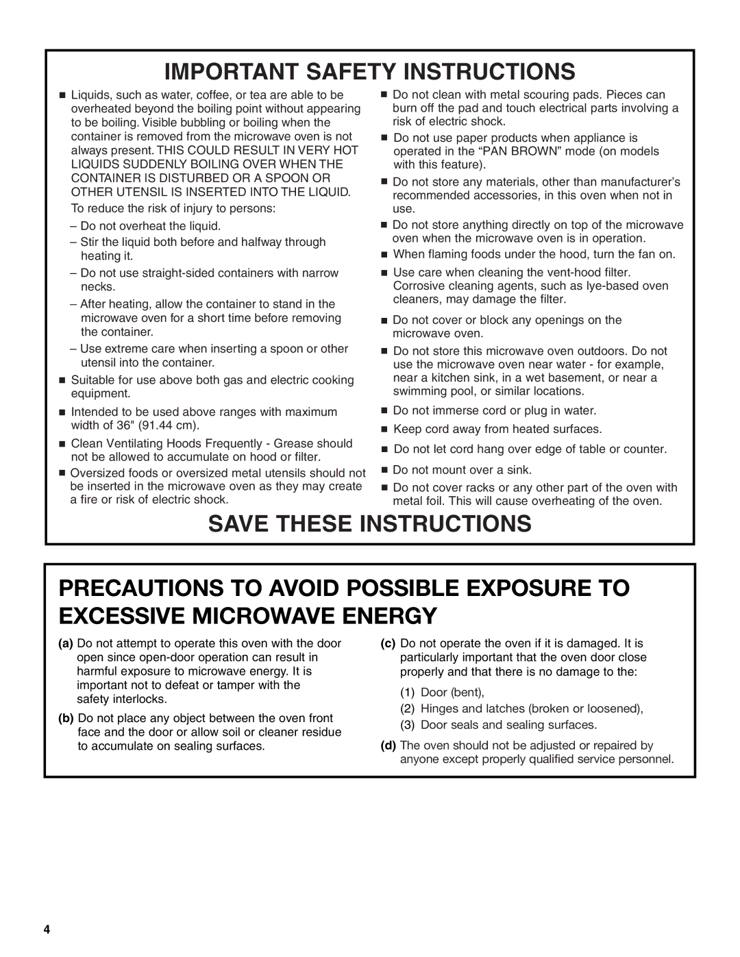 Inglis Home Appliances IOR14XR manual Important Safety Instructions 