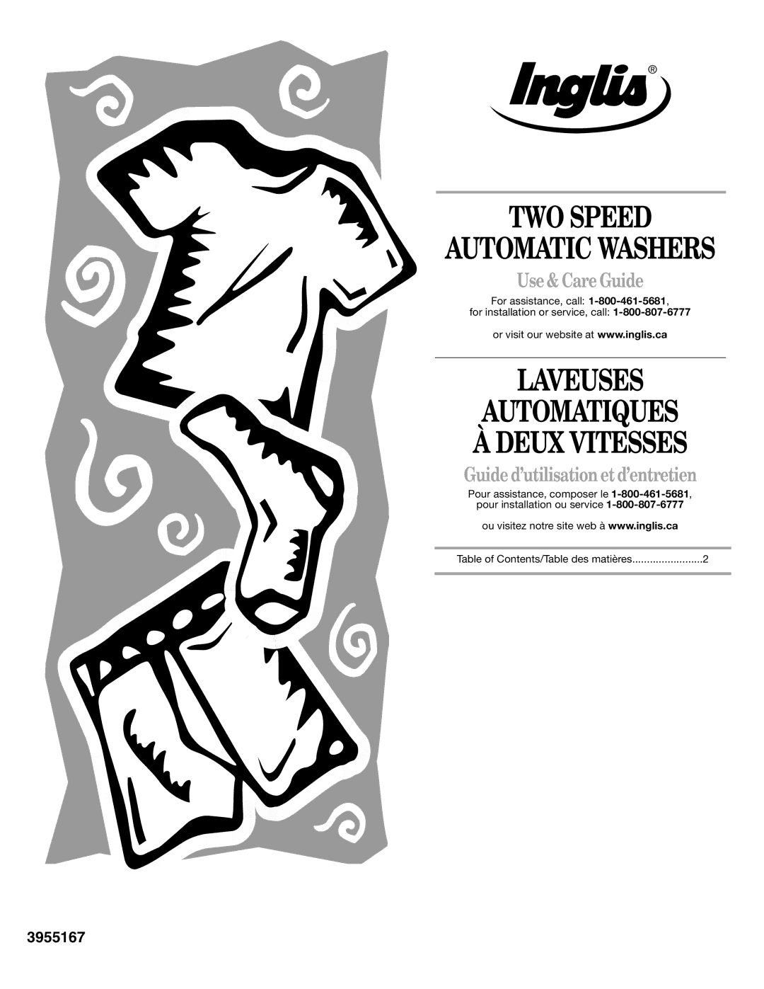 Inglis Home Appliances TWO SPEED AUTOMATIC WASHERS manual TWO Speed, Laveuses, Use & Care Guide 