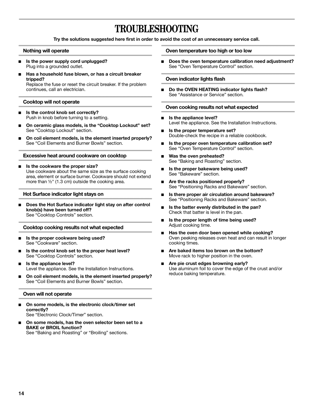 Inglis Home Appliances W10017680 manual Troubleshooting 