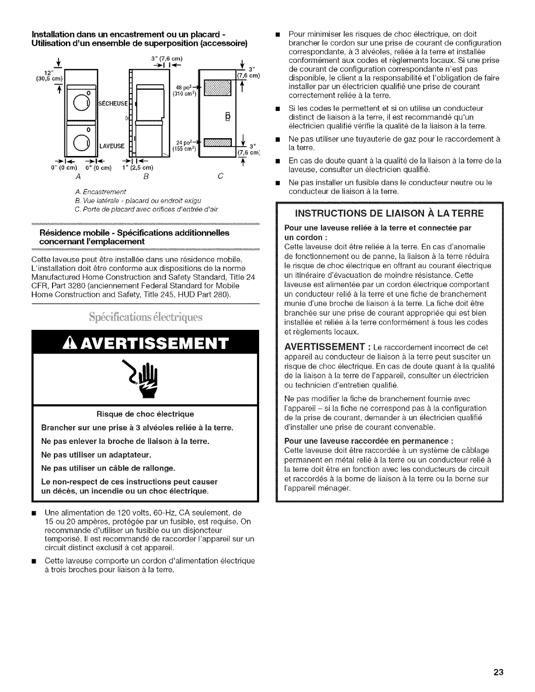 Inglis Home Appliances Washer manual Installationdansunencastrementouunplacard 