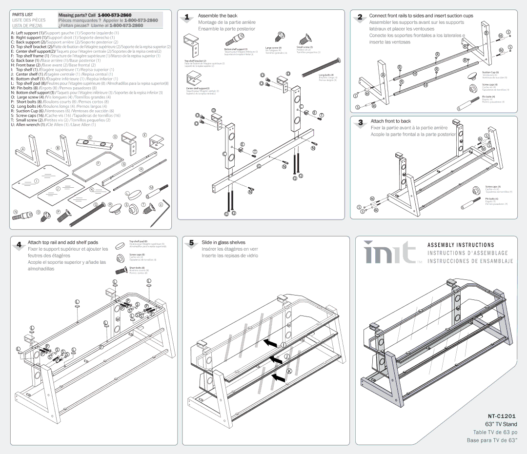 Init NT-C1201A manual Fixer le support supérieur et ajouter les 