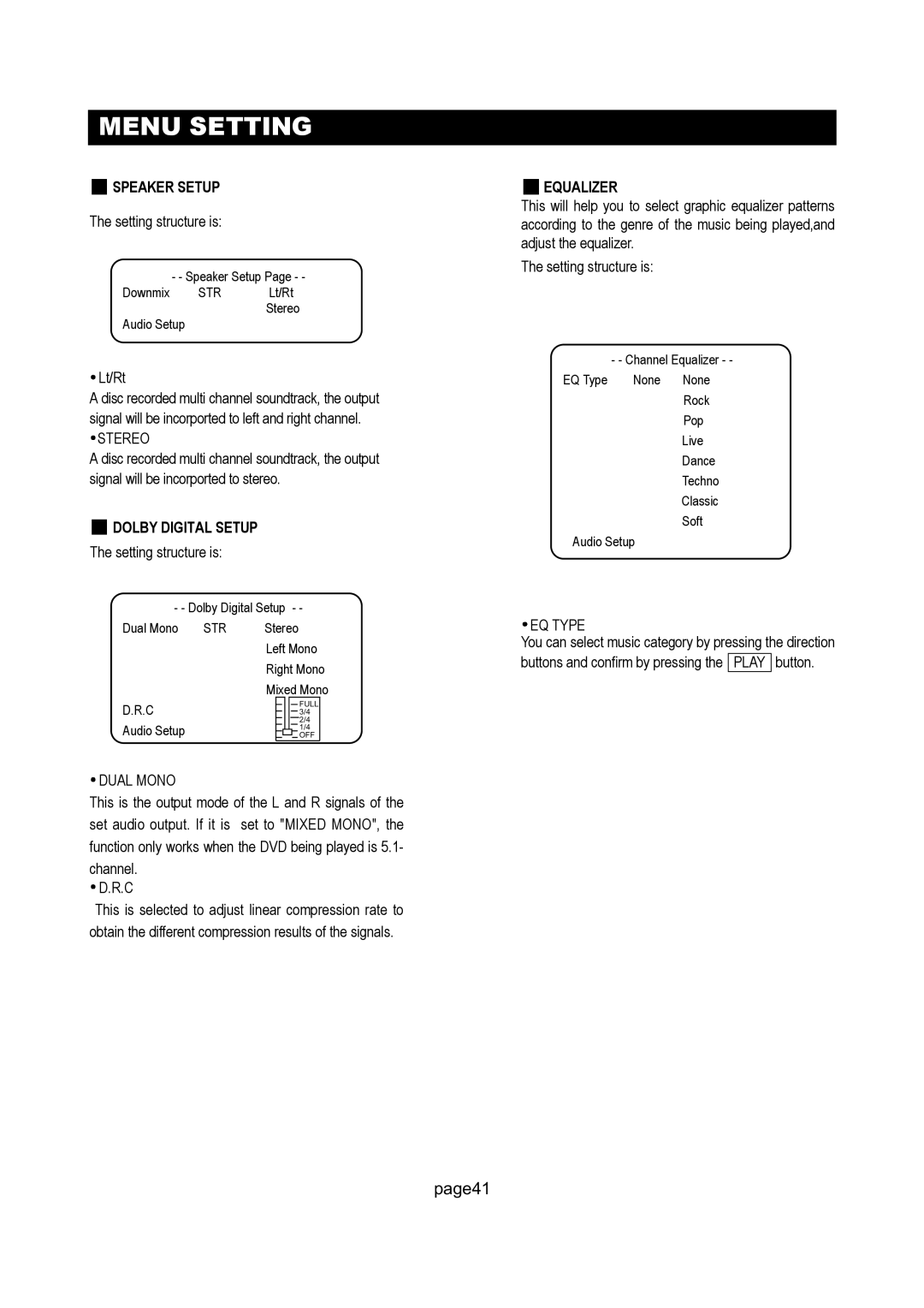 Initial DTV-171 manual Dual Mono, EQ Type 