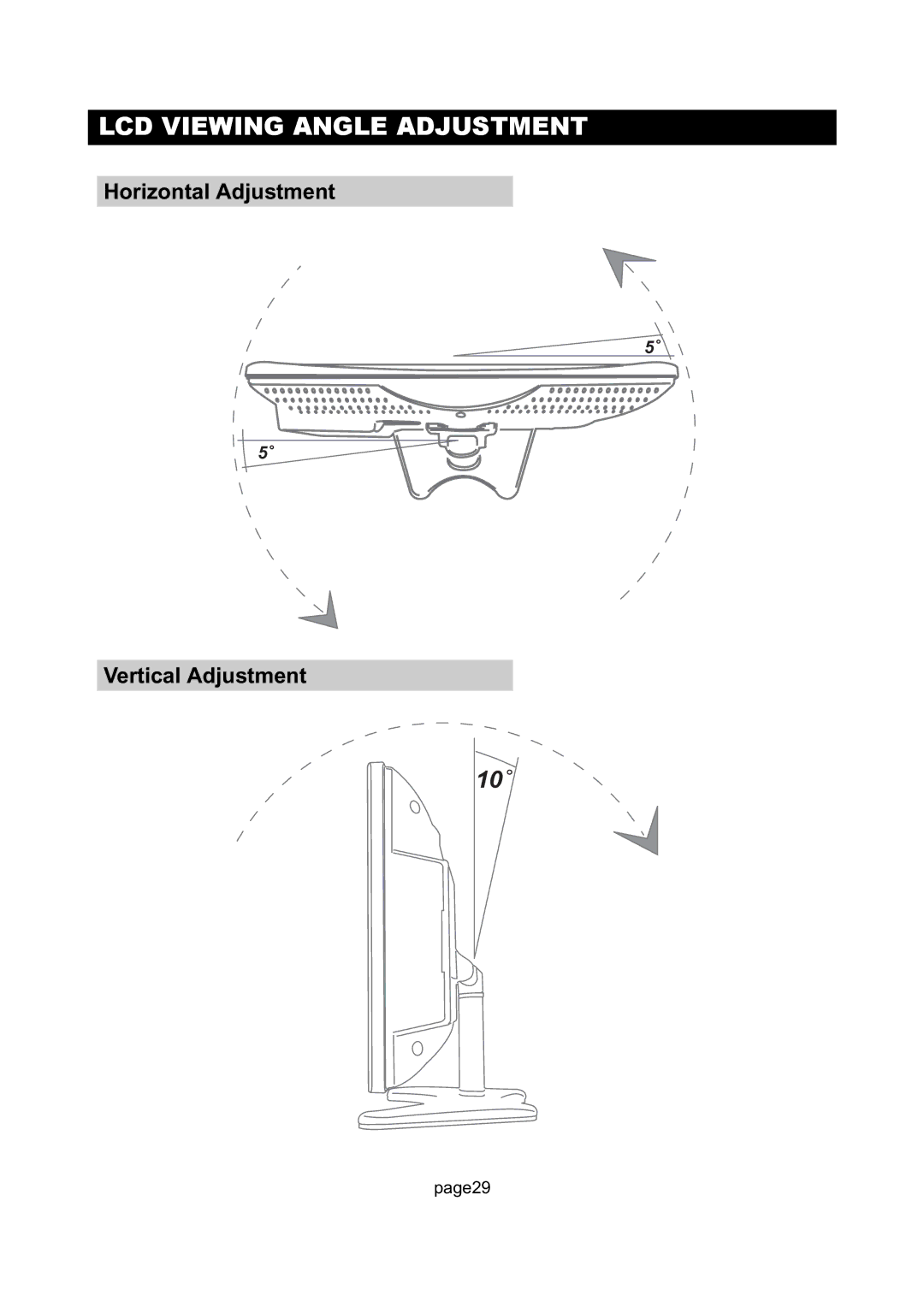 Initial DTV-172A manual LCD Viewing Angle Adjustment 