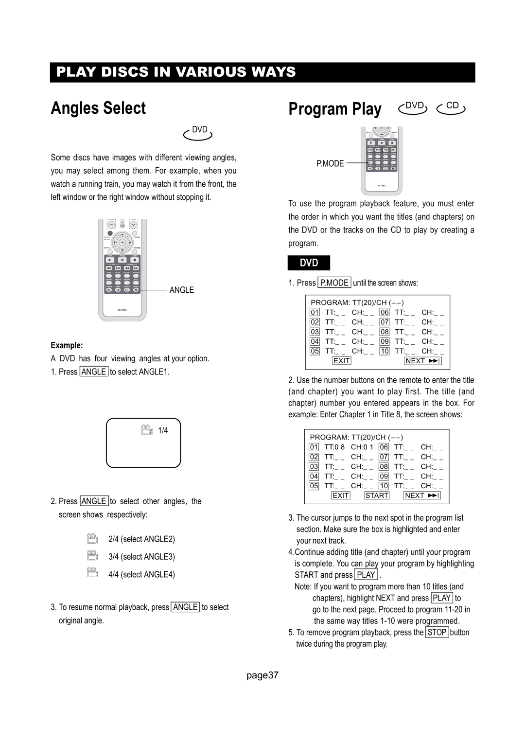 Initial Technology DTV-172 manual Angles Select 