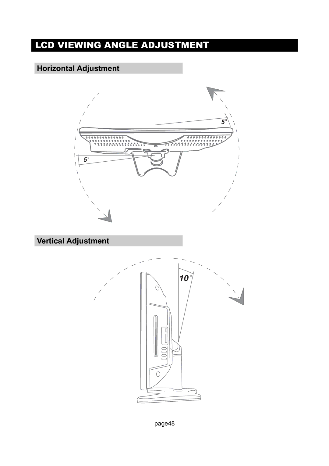 Initial Technology DTV-172 manual LCD Viewing Angle Adjustment 