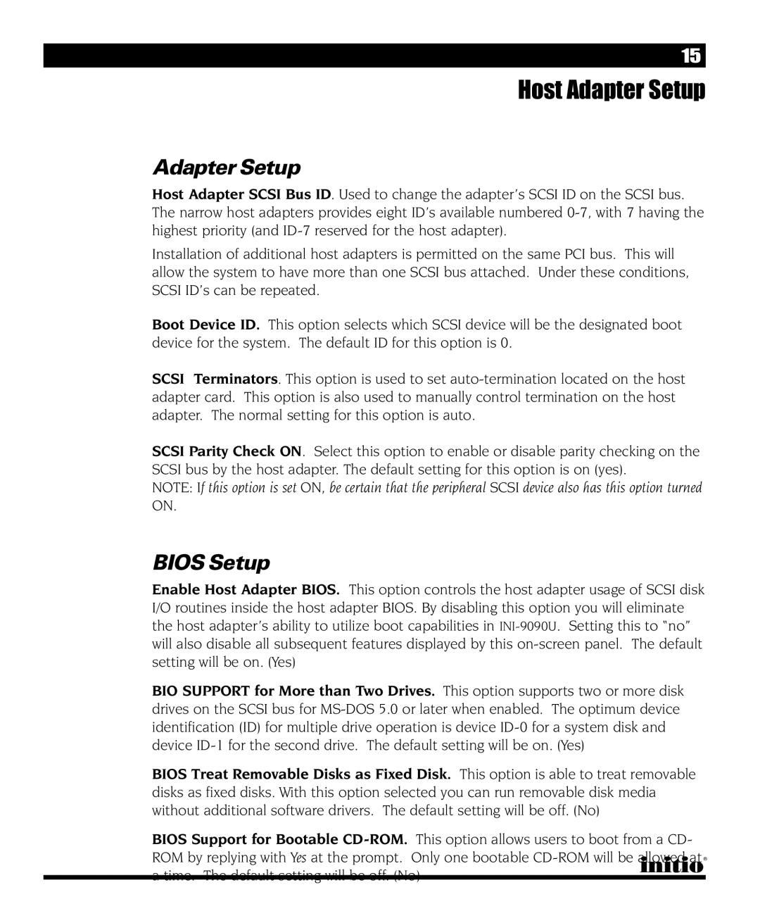 Initio INI-9090U manual Adapter Setup, Bios Setup 