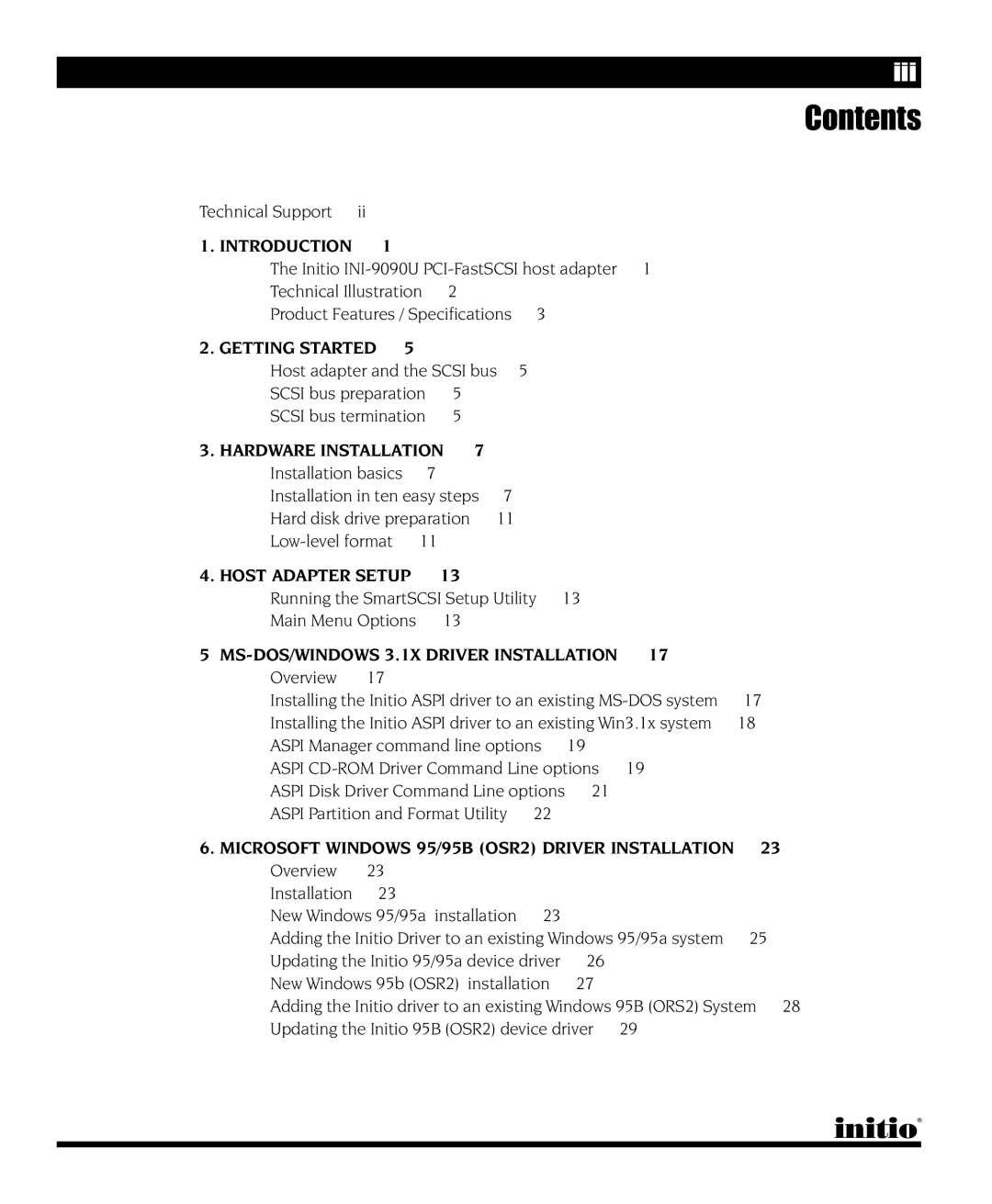 Initio INI-9090U manual Contents 