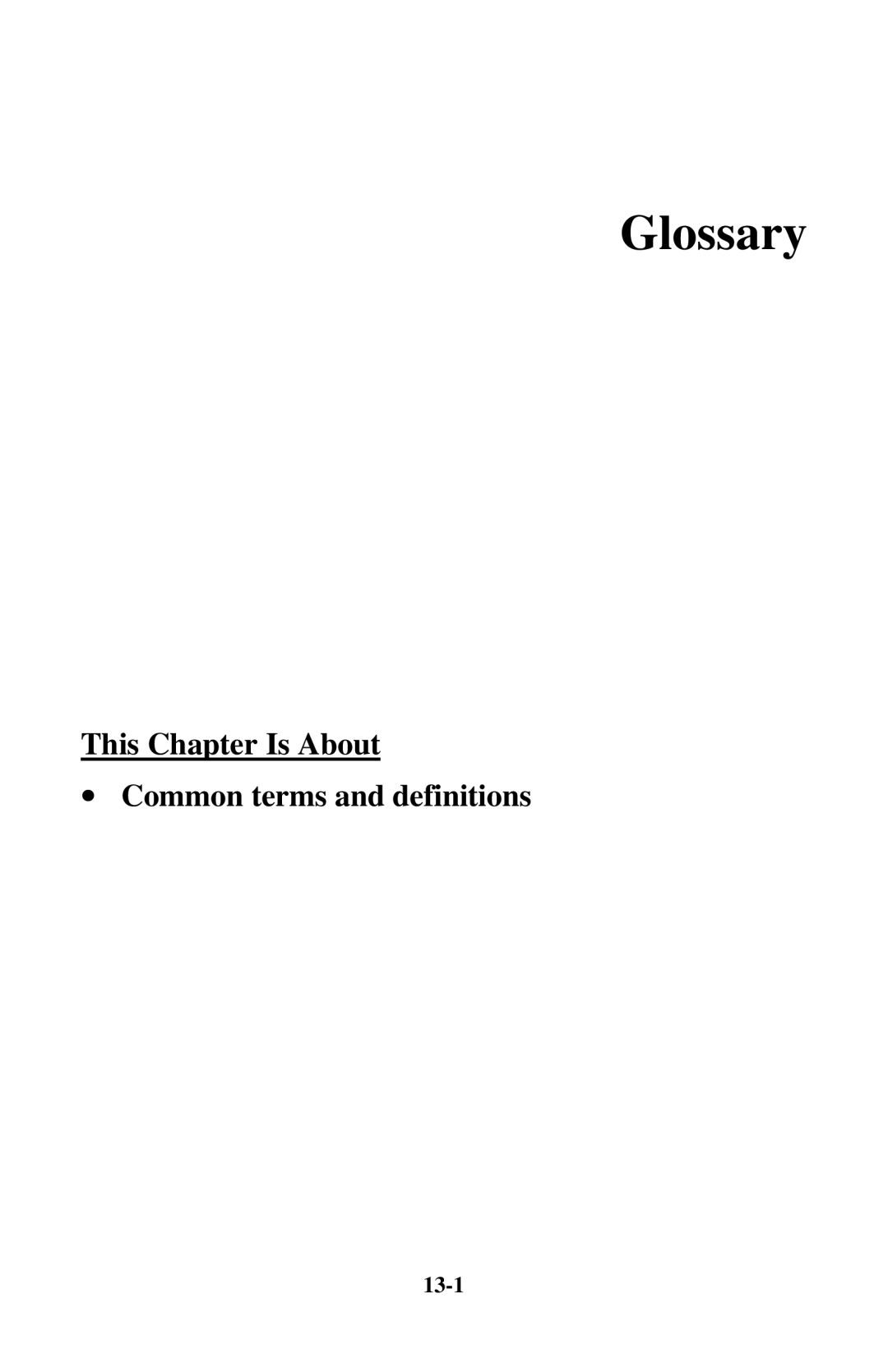 Initio INI-9100UW user manual Glossary, This Chapter Is About ∙ Common terms and definitions 