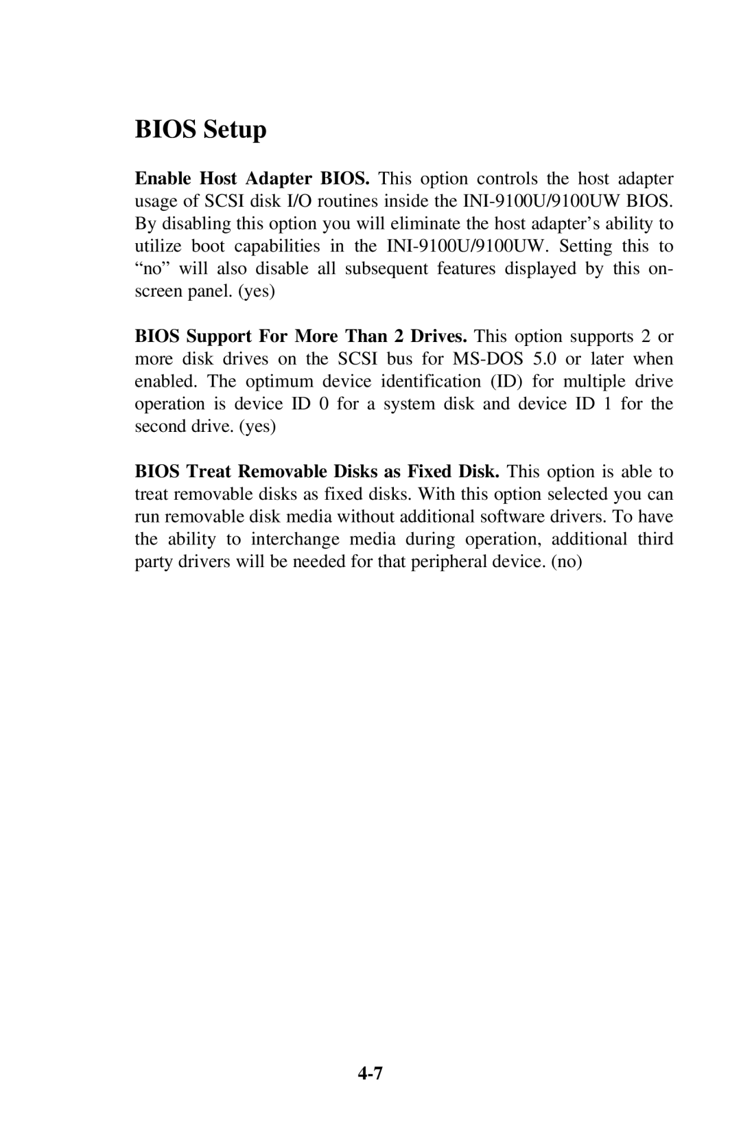 Initio INI-9100UW user manual Bios Setup 