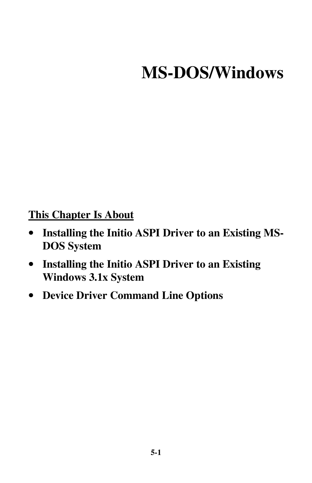 Initio INI-9100UW user manual MS-DOS/Windows 