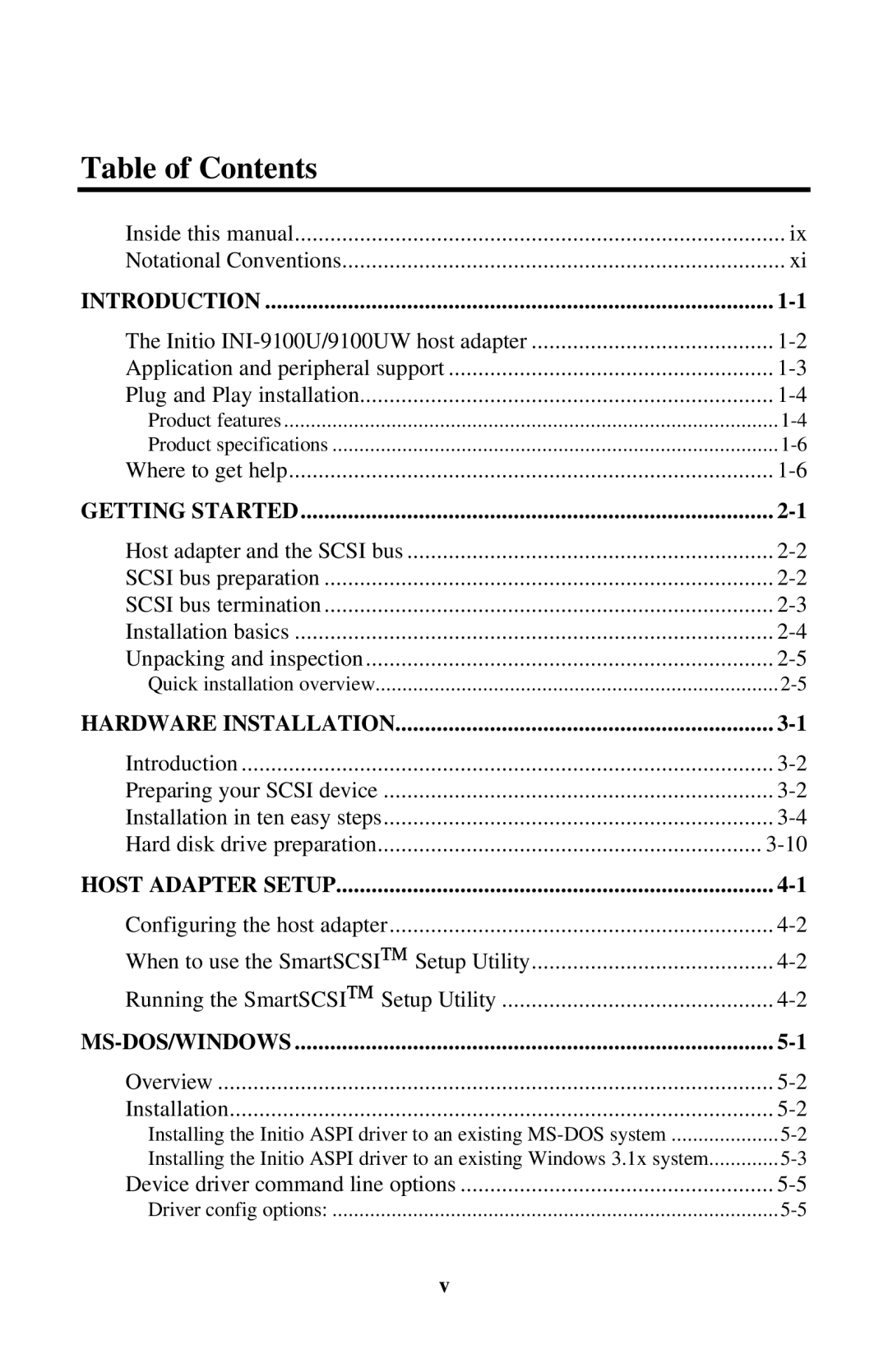 Initio INI-9100UW user manual Table of Contents 