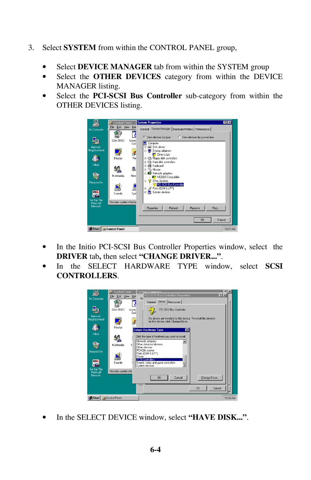 Initio INI-9100UW user manual Driver tab, then select Change Driver 