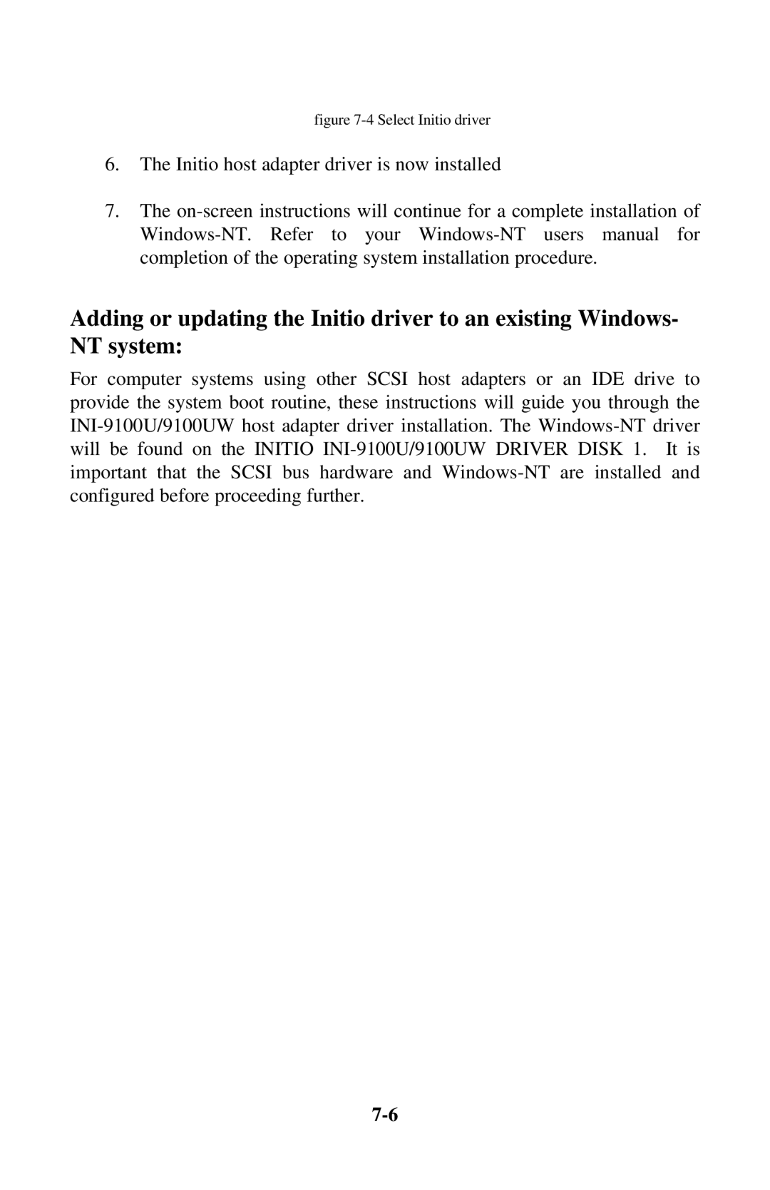 Initio INI-9100UW user manual Initio host adapter driver is now installed 