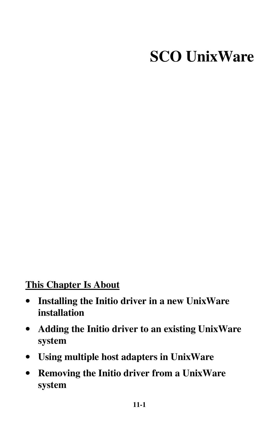 Initio INI-9100UW user manual SCO UnixWare, 11-1 