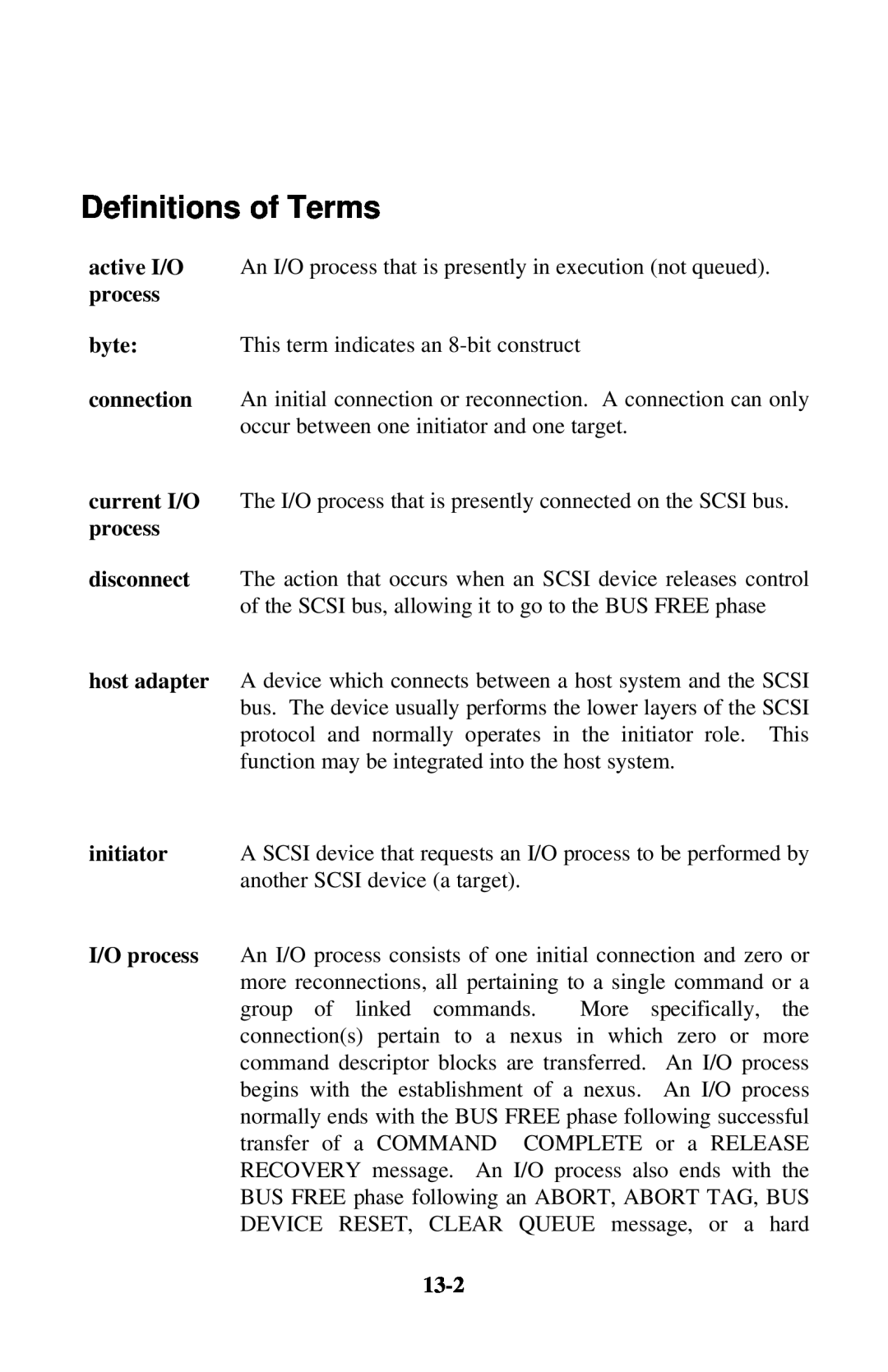 Initio INI-9100UW user manual 13-2, Definitions of Terms 