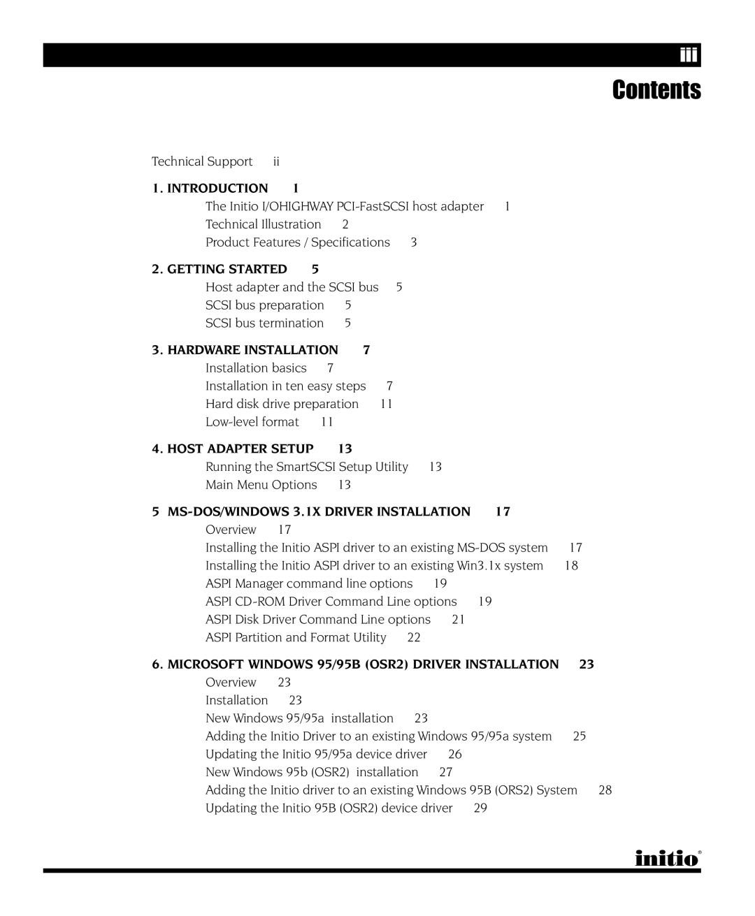 Initio I/O HIGHWAY manual Contents 