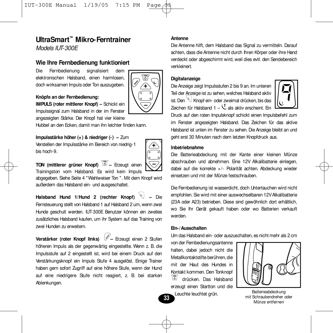 Innotek IUT-300E manual UltraSmart Mikro-Ferntrainer, Wie Ihre Fernbedienung funktioniert 