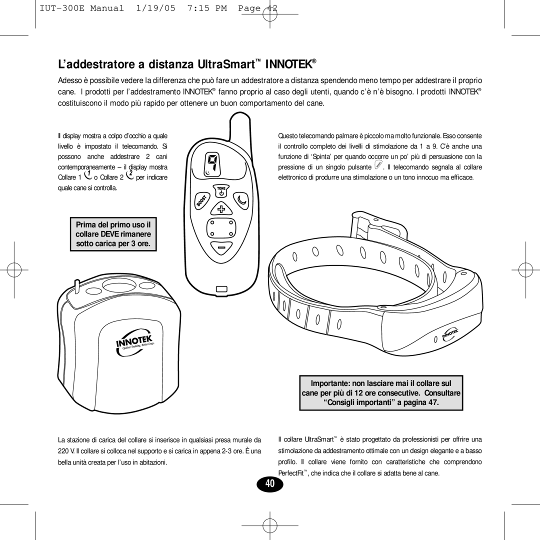 Innotek IUT-300E manual ’addestratore a distanza UltraSmart Innotek 