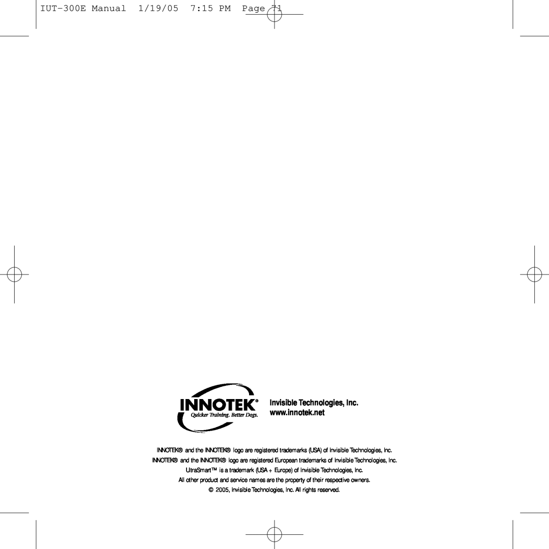 Innotek manual IUT-300EManual 1/19/05 7 15 PM Page 