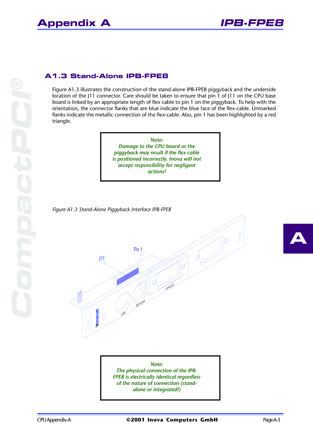 Inova ICP-PII user manual A1.3 Stand-Alone IPB-FPE8, Pin J11 