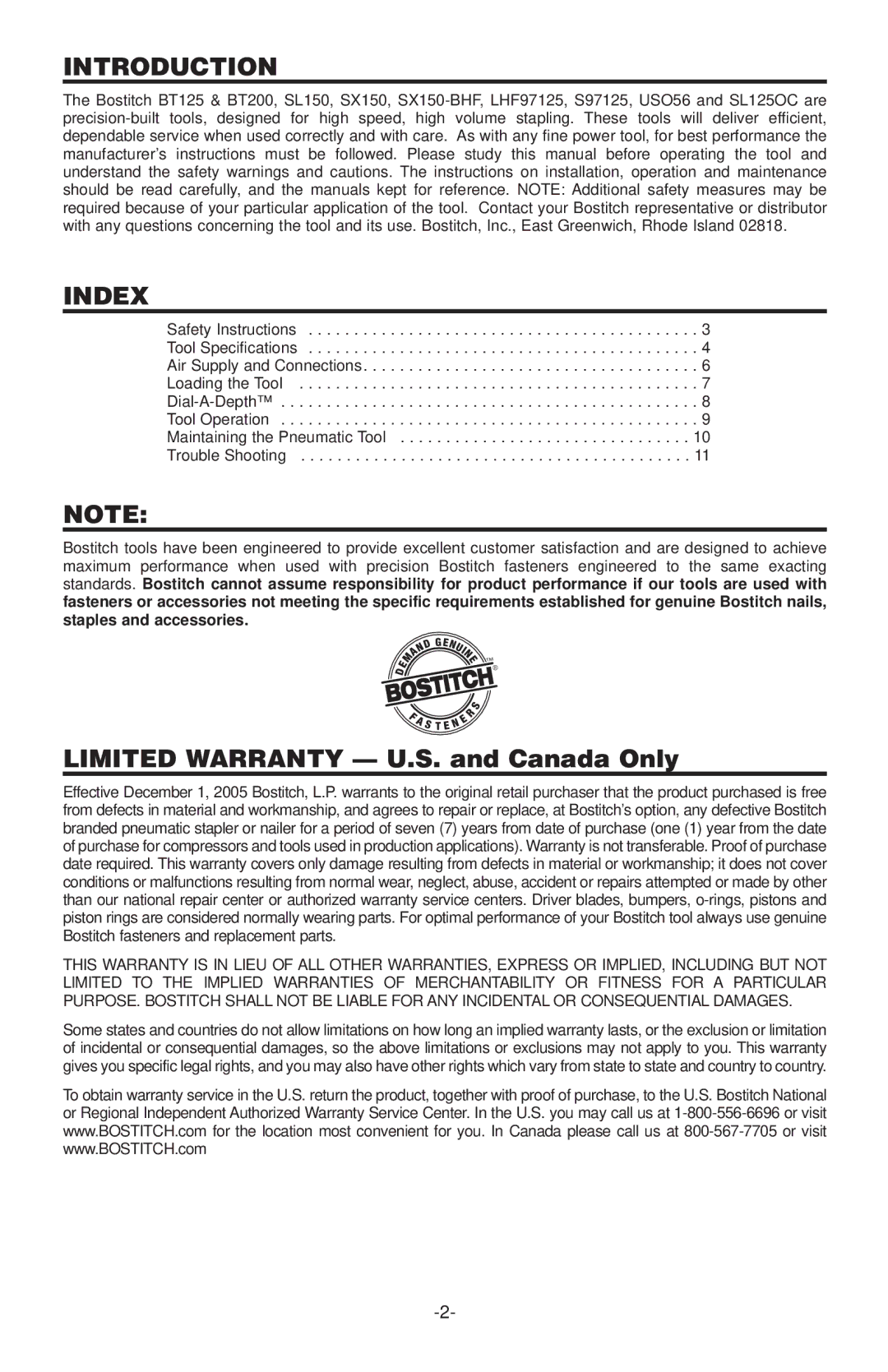 Inova SL150, SX150-BHF, USO56, SL125OC, S97125, LHF97125, BT125, BT200 manual Introduction, Index 