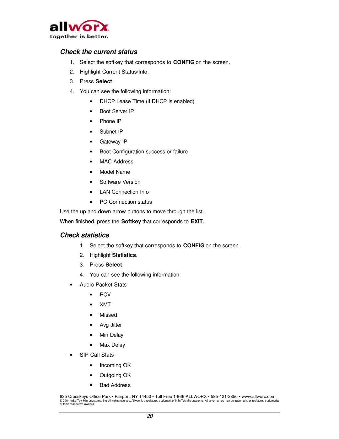 InSciTek Microsystems 9112, 9102 manual Check the current status, Check statistics 