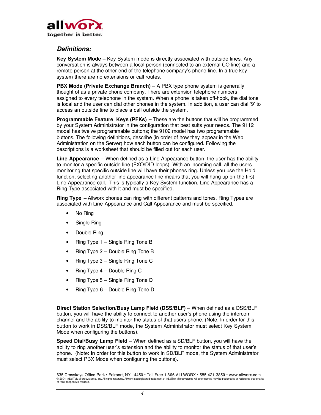 InSciTek Microsystems 9112, 9102 manual Definitions 