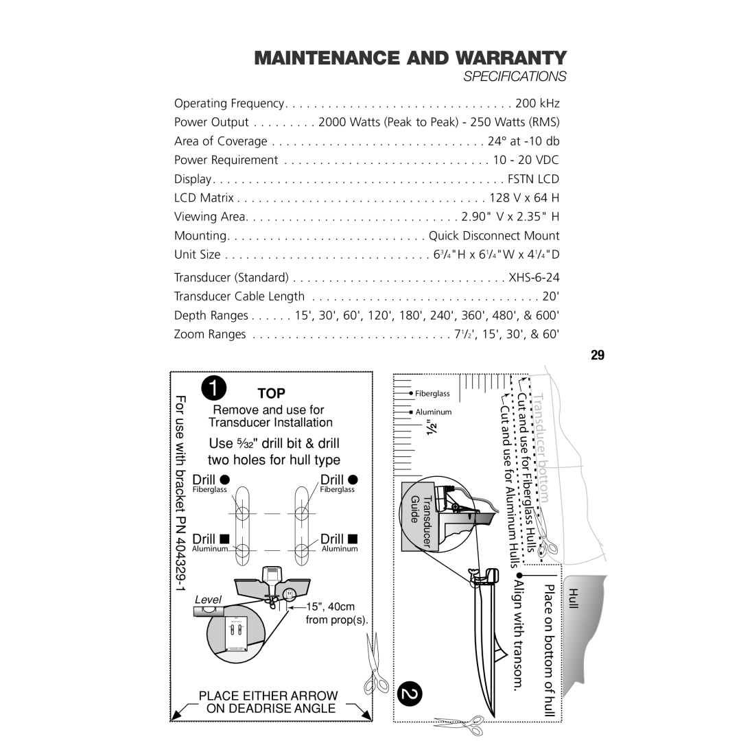 Insignia 105SX manual Specifications, Top 