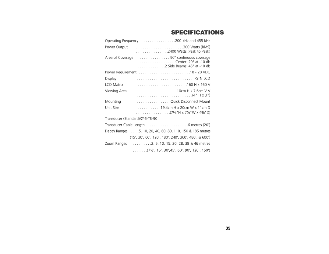 Insignia 450TX manual Specifications 