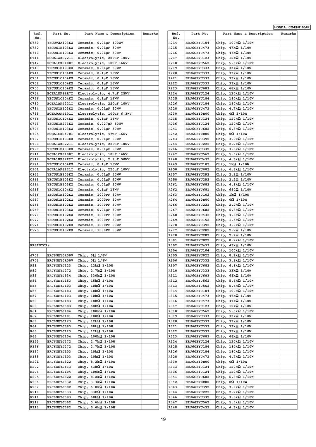 Insignia CQ-EH8160AK YECUV2A103KX, ECEA1EKS4R7I, ERJ8GEY0R00V, ERJ6GEYJ123, ERJ6GEYJ272, ERJ6GEYJ334, ERJ6GEYJ153 