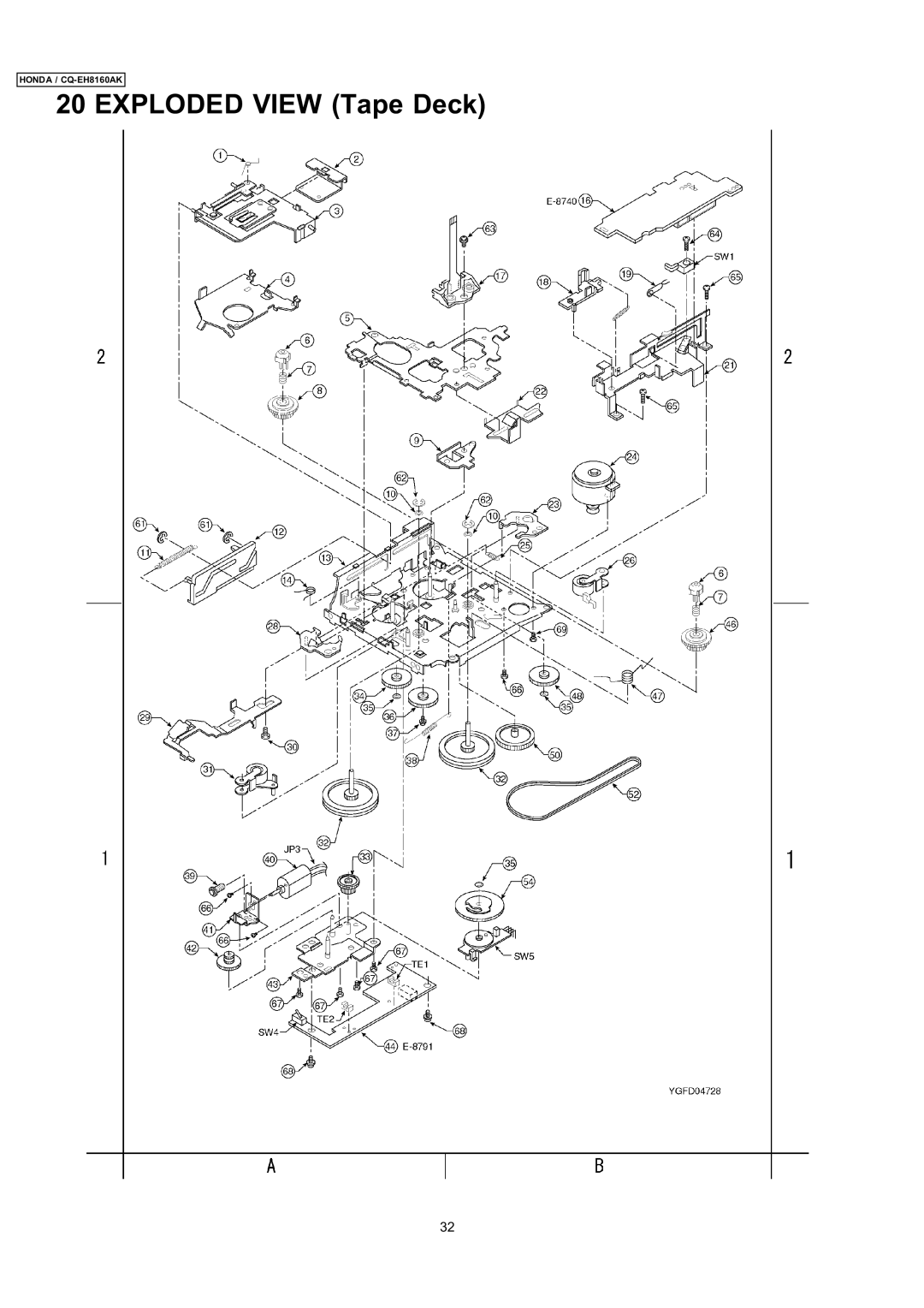 Insignia CQ-EH8160AK dimensions Exploded View Tape Deck 