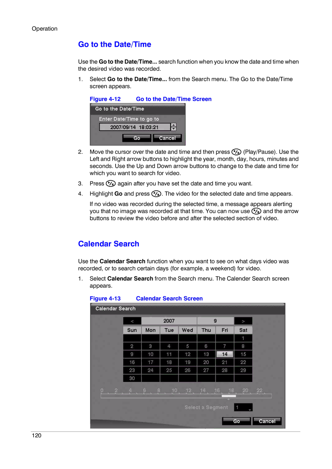 Insignia HRSD16 manual Go to the Date/Time, Calendar Search 