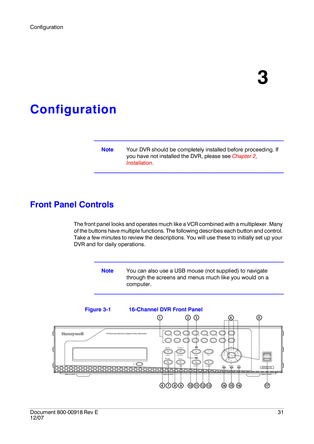 Insignia HRSD16 manual Configuration, Front Panel Controls 