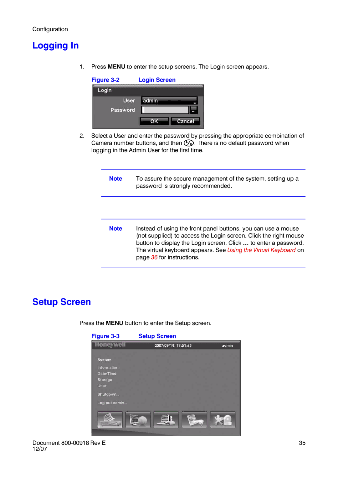 Insignia HRSD16 manual Logging, Setup Screen, Login Screen 