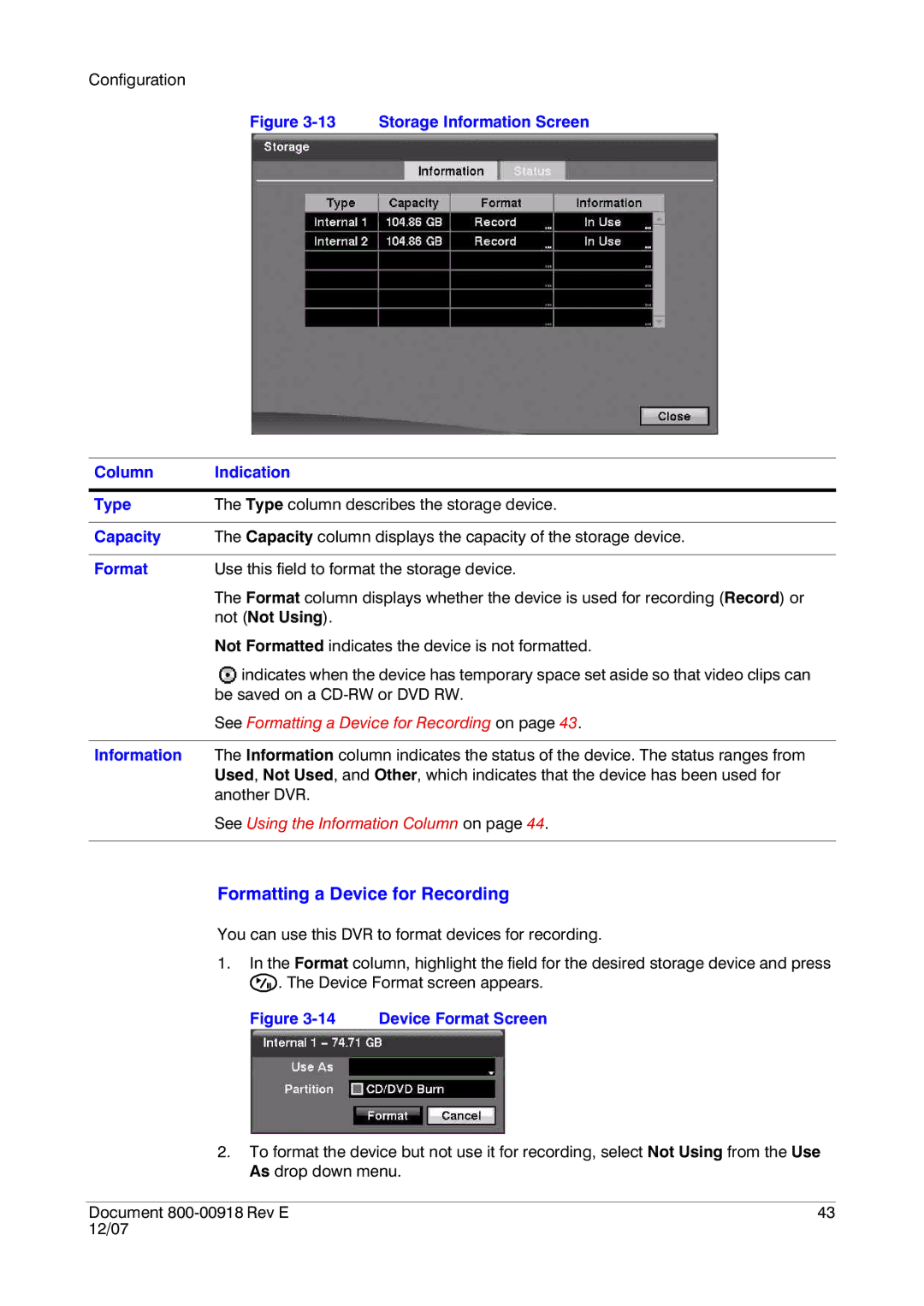 Insignia HRSD16 manual Formatting a Device for Recording, Capacity, Information 