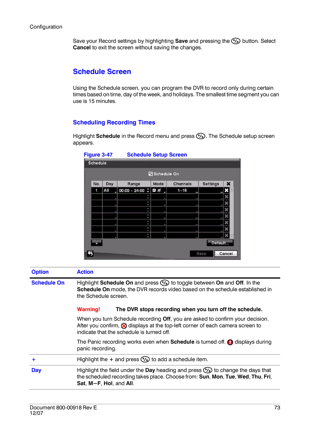 Insignia HRSD16 manual Schedule Screen, Scheduling Recording Times 