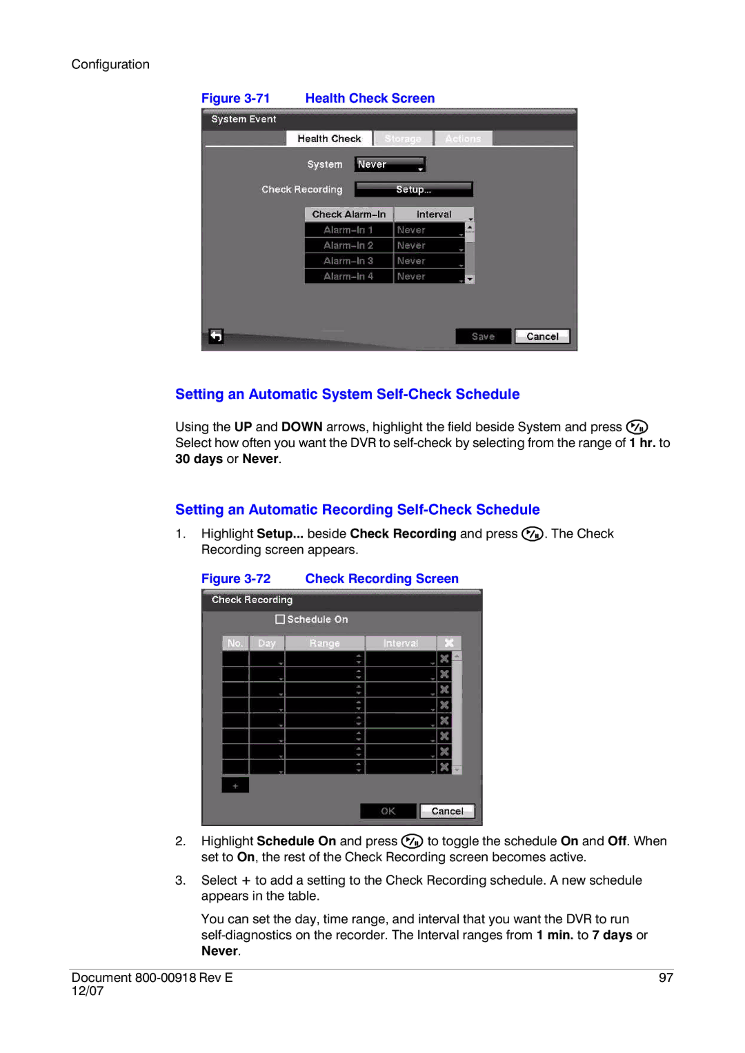 Insignia HRSD16 manual Setting an Automatic System Self-Check Schedule, Setting an Automatic Recording Self-Check Schedule 