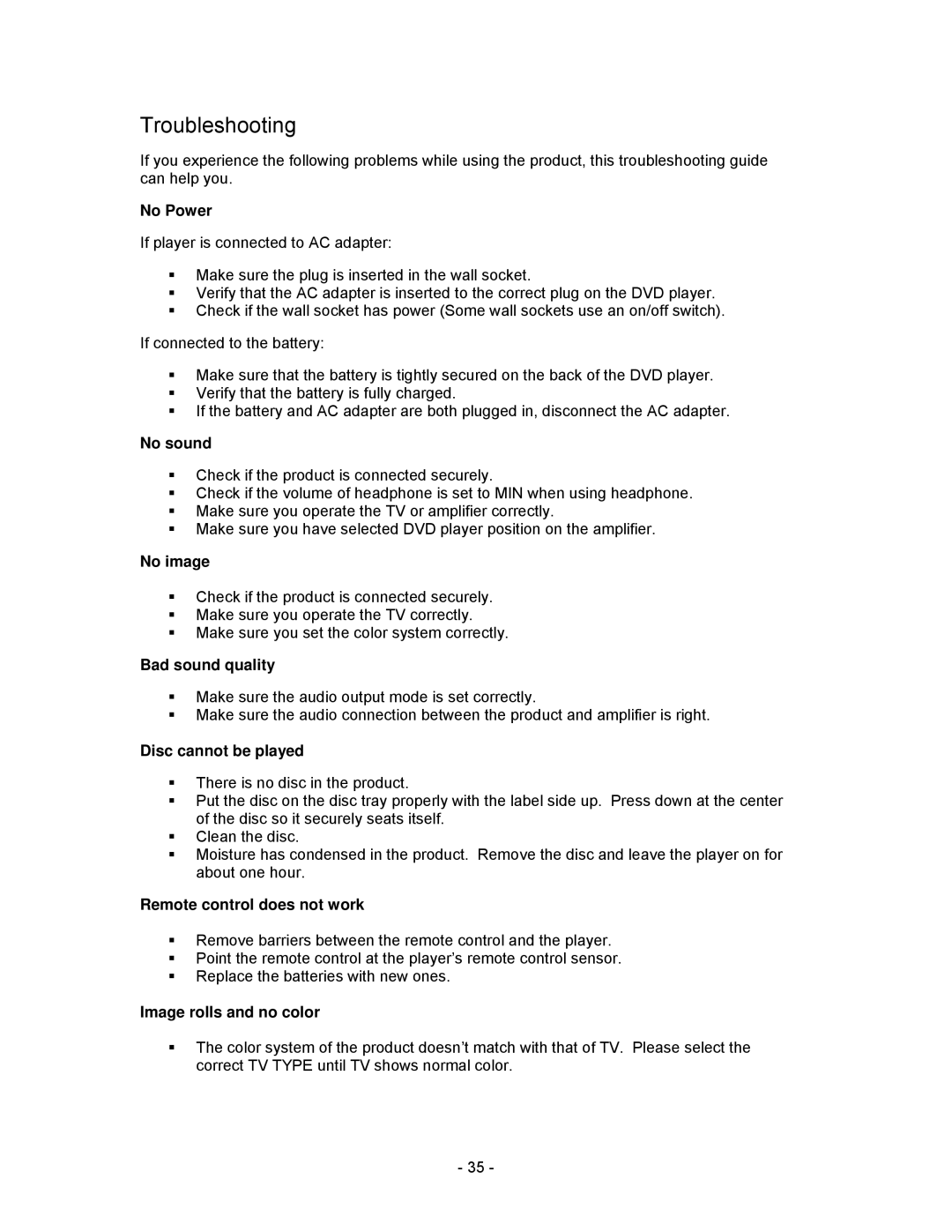 Insignia I-PD1020 important safety instructions Troubleshooting 