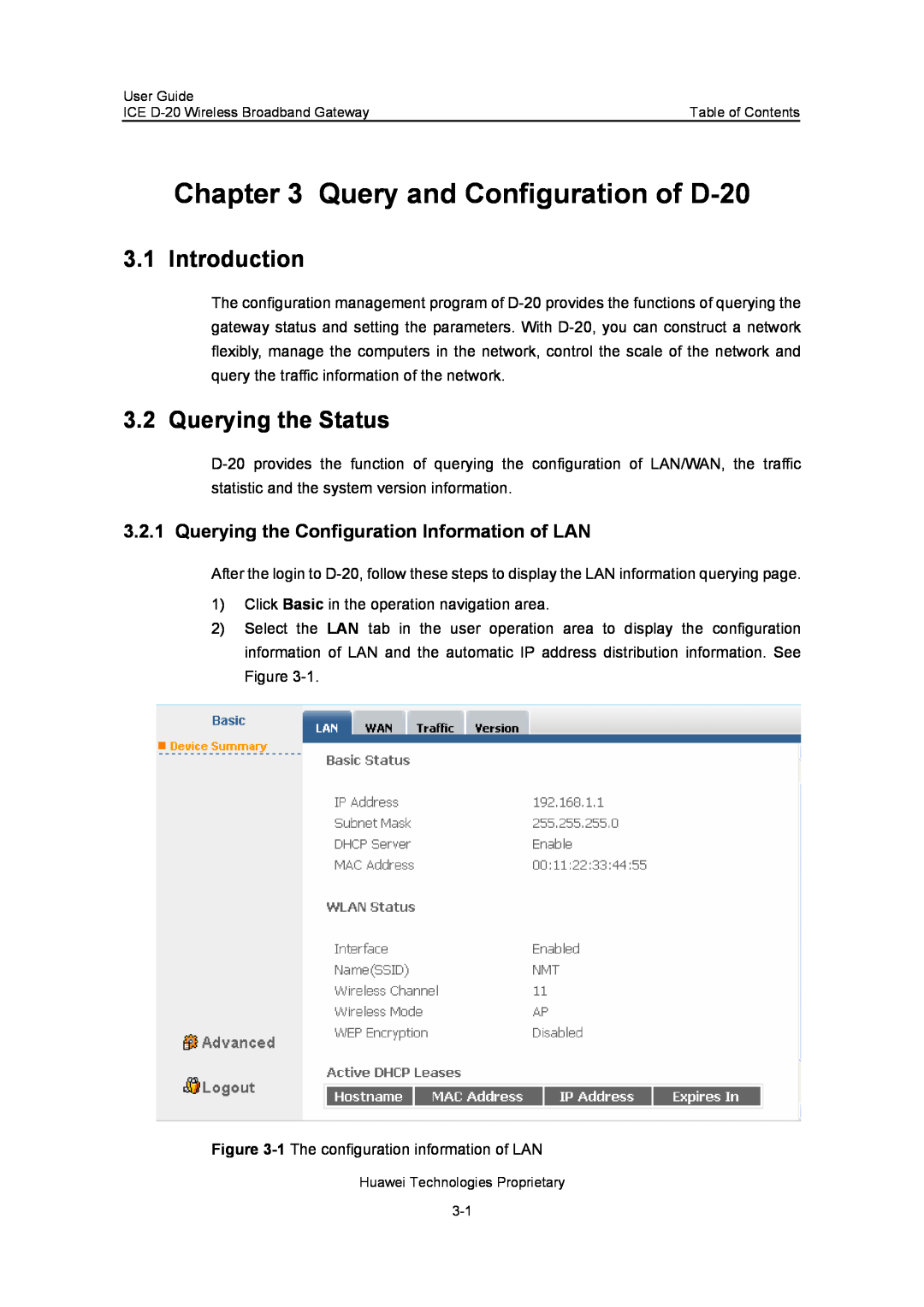 Insignia ICE D-20 EC506 manual Query and Configuration of D-20, Introduction, Querying the Status 