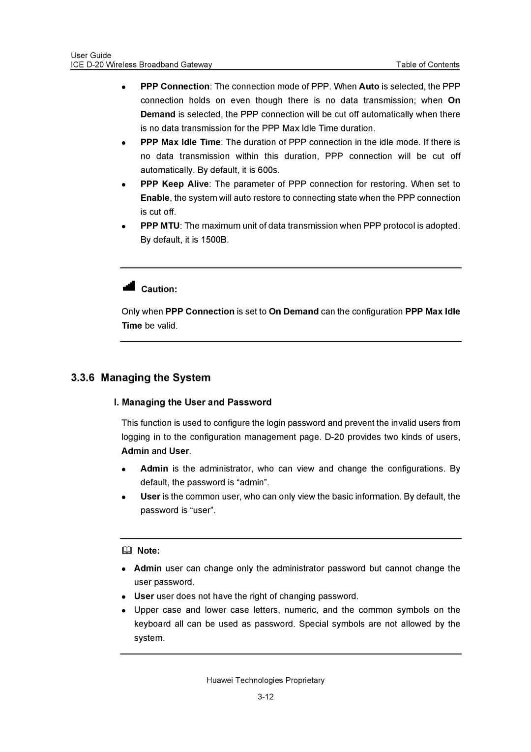 Insignia ICE D-20 EC506 manual Managing the System, Managing the User and Password 