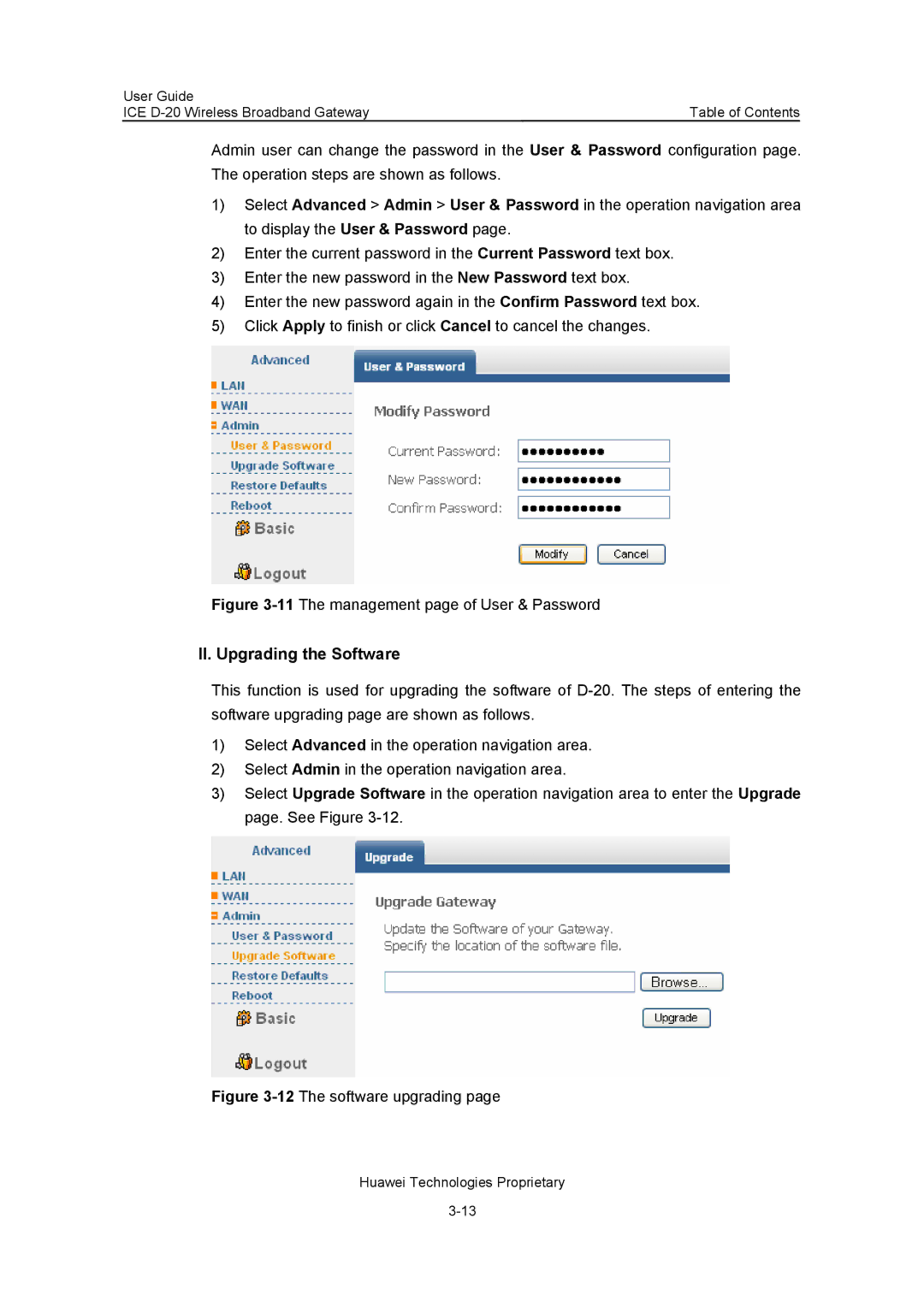 Insignia ICE D-20 EC506 manual II. Upgrading the Software, 11The management page of User & Password 