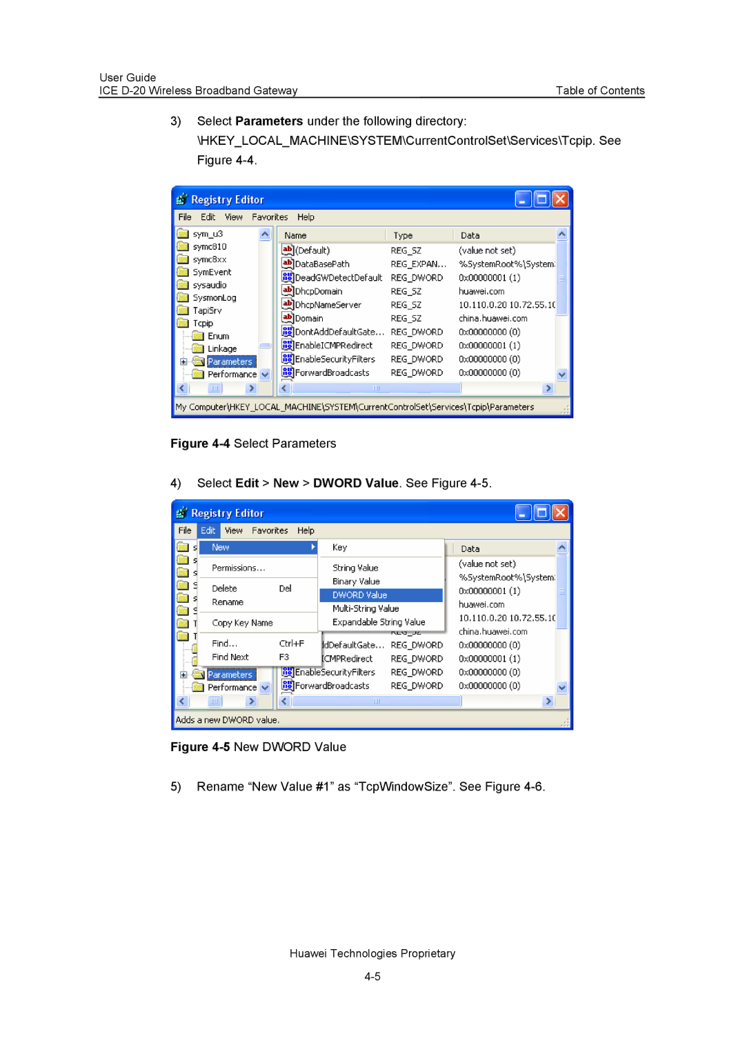 Insignia ICE D-20 EC506 manual 4Select Parameters Select Edit New Dword Value. See Figure 